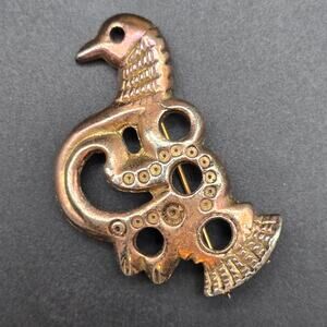 Bird of Tampere Brooch Signed Jeanine Copper Bronze Tone Brutalist Abstract
